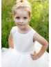 Beaded Shoulders Satin Tulle Classic Flower Girl Dress